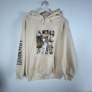 Taylor Swift The Eras Tour Womens Beige Drawstrings Neck Pullover Hoodie Medium